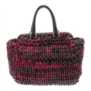 PRADA Runway Multicolor Nappa Leather Woven Tote Bag BN2008. LIKE NEW! RT $2569.